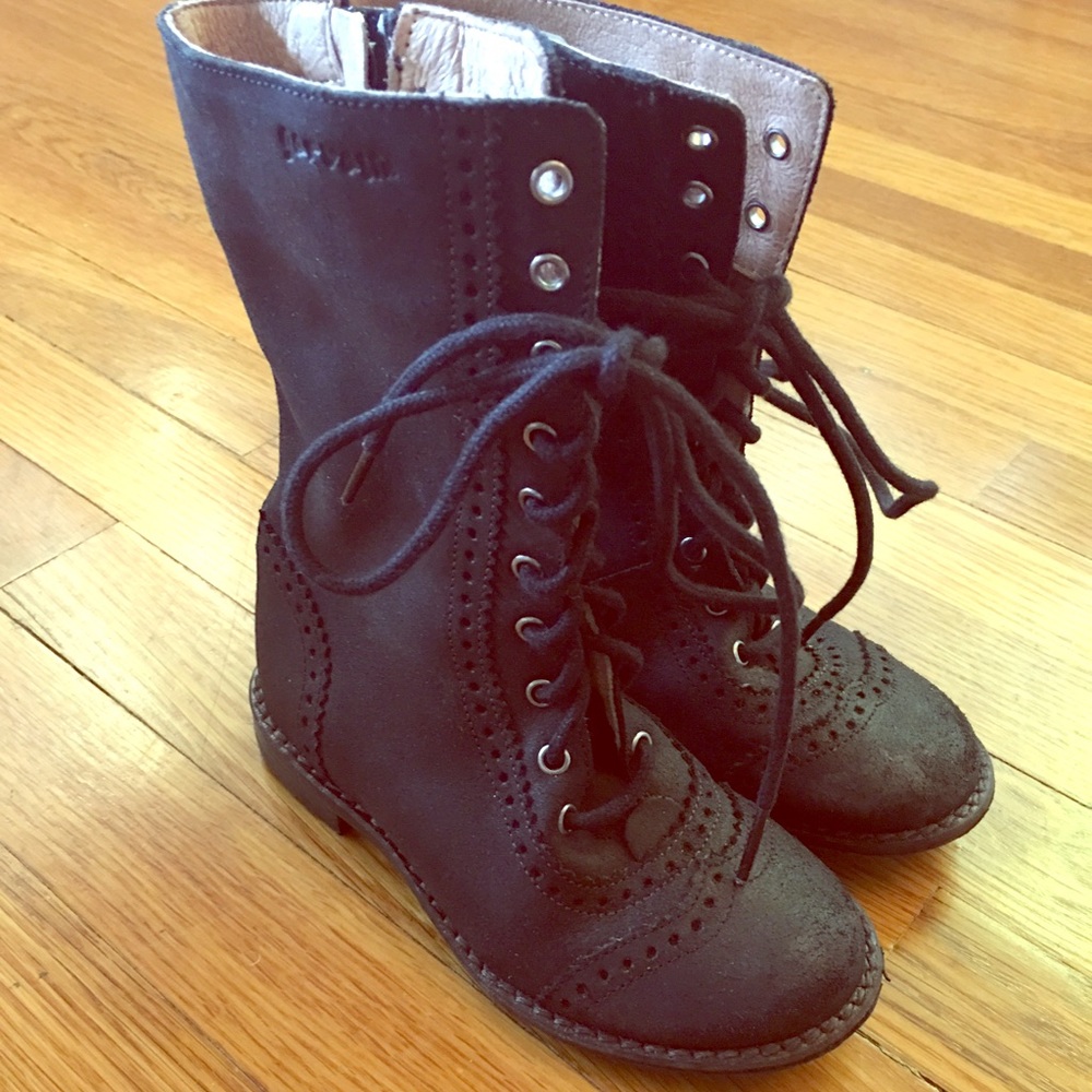 Black Lace-up Garvalin Leather Boots